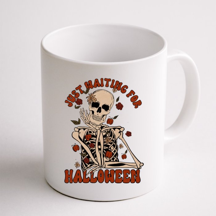 Just Waiting For Halloween Skeleton Fall Spooky Mug