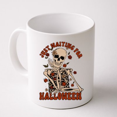 Just Waiting For Halloween Skeleton Fall Spooky Mug