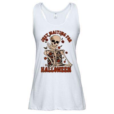 Just Waiting For Halloween Skeleton Fall Spooky Ladies Essential Flowy Tank