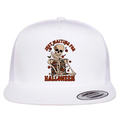 Just Waiting For Halloween Skeleton Fall Spooky Flatbill Hat