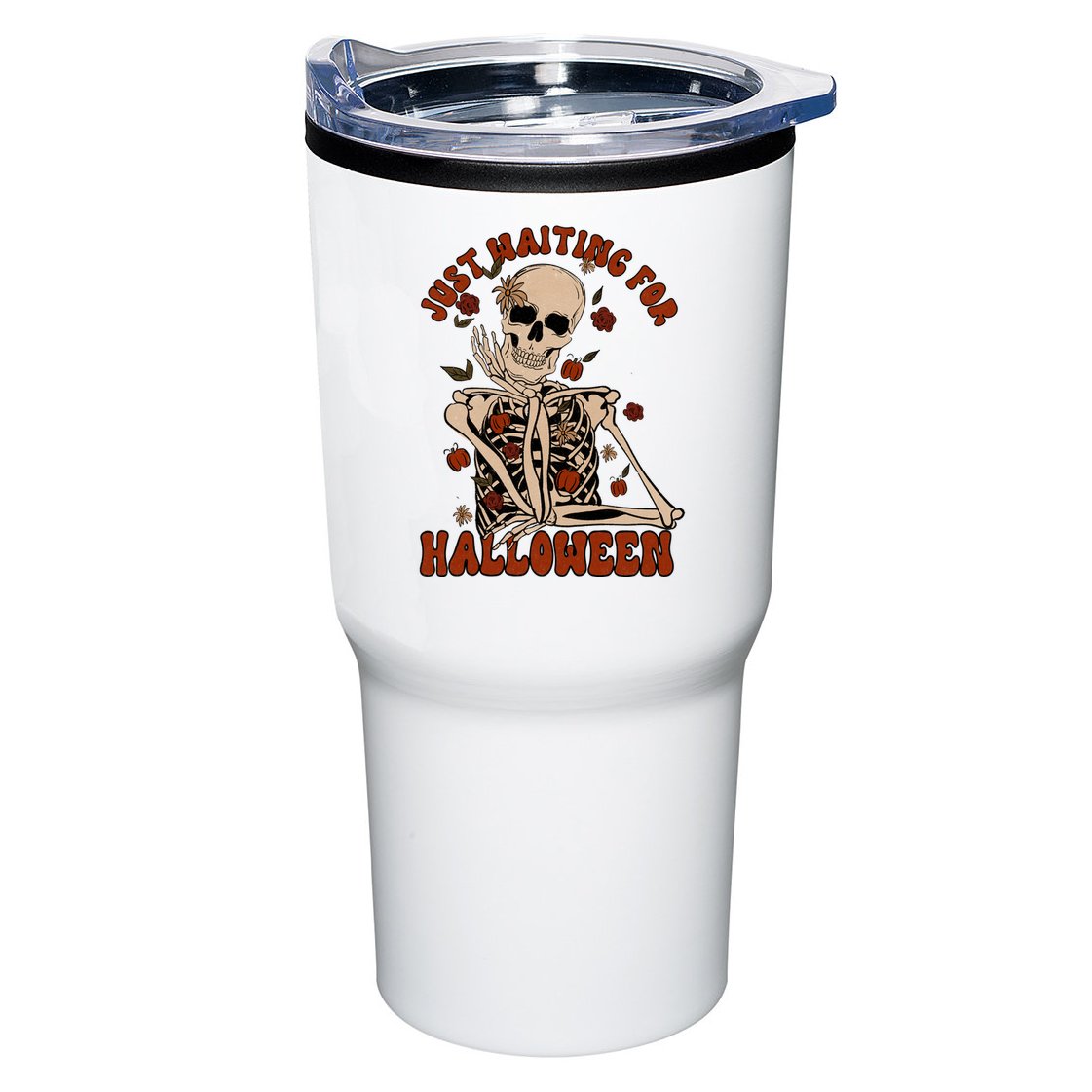 Just Waiting For Halloween Skeleton Fall Spooky Tumbler