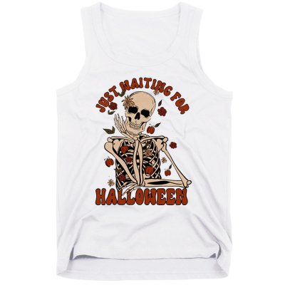Just Waiting For Halloween Skeleton Fall Spooky Tank Top