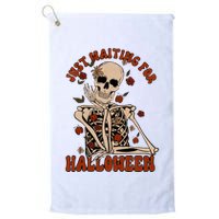 Just Waiting For Halloween Skeleton Fall Spooky Golf Towel