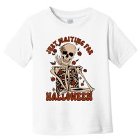 Just Waiting For Halloween Skeleton Fall Spooky Toddler T-Shirt