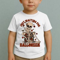 Just Waiting For Halloween Skeleton Fall Spooky Toddler T-Shirt