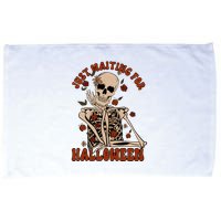 Just Waiting For Halloween Skeleton Fall Spooky Microfiber Hand Towel