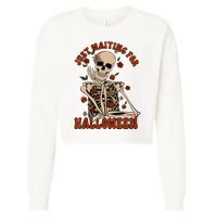 Just Waiting For Halloween Skeleton Fall Spooky Cropped Pullover Crew