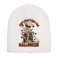 Just Waiting For Halloween Skeleton Fall Spooky Short Acrylic Beanie