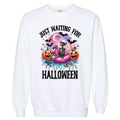 Just Waiting For Halloween Funny Halloween Garment-Dyed Sweatshirt