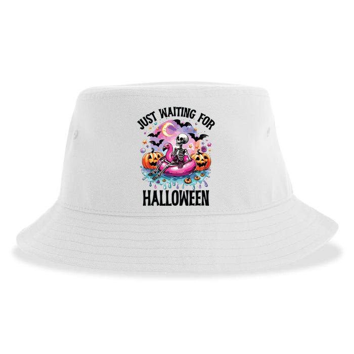 Just Waiting For Halloween Funny Halloween Sustainable Bucket Hat