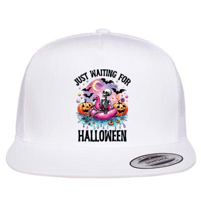 Just Waiting For Halloween Funny Halloween Flat Bill Trucker Hat