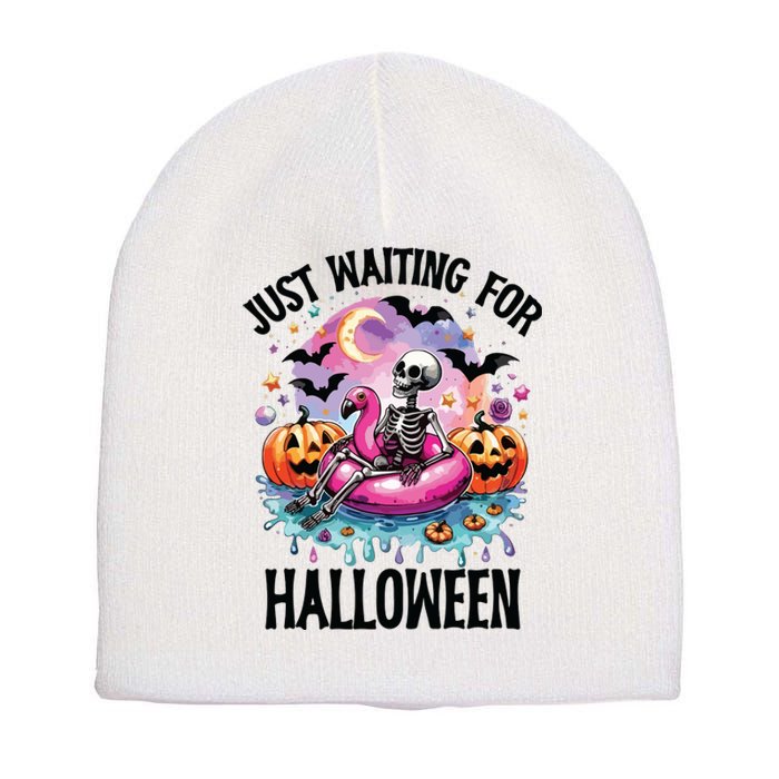 Just Waiting For Halloween Funny Halloween Short Acrylic Beanie