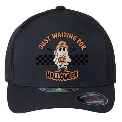 Just Waiting For Halloween Funny Ghost Ghoul Flexfit Unipanel Trucker Cap