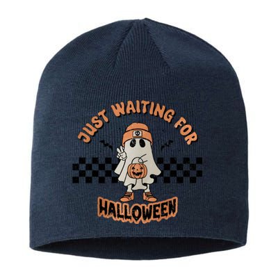 Just Waiting For Halloween Funny Ghost Ghoul Sustainable Beanie