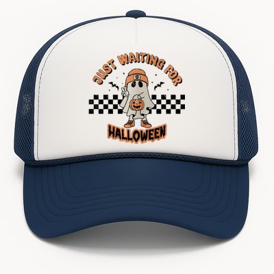 Just Waiting For Halloween Funny Ghost Ghoul Trucker Hat