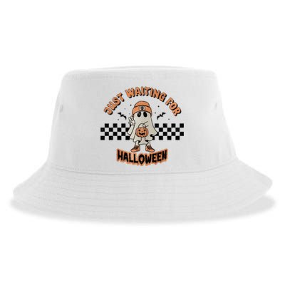 Just Waiting For Halloween Funny Ghost Ghoul Sustainable Bucket Hat