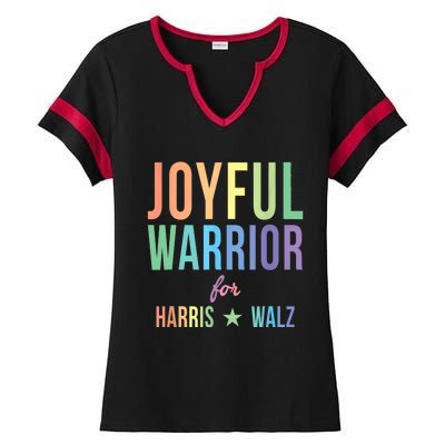 Joyful Warrior For Kamala Harris Tim Walz 2024 Ladies Halftime Notch Neck Tee