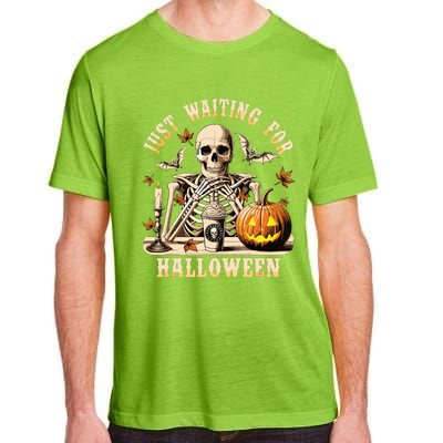 Just Waiting For Halloween Skeleton Coffee Spooky Season Adult ChromaSoft Performance T-Shirt