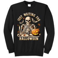 Just Waiting For Halloween Skeleton Coffee Spooky Season Sweatshirt