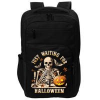 Just Waiting For Halloween Skeleton Coffee Spooky Season Impact Tech Backpack