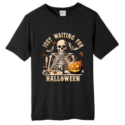 Just Waiting For Halloween Skeleton Coffee Spooky Season Tall Fusion ChromaSoft Performance T-Shirt