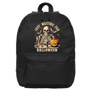 Just Waiting For Halloween Skeleton Coffee Spooky Season 16 in Basic Backpack