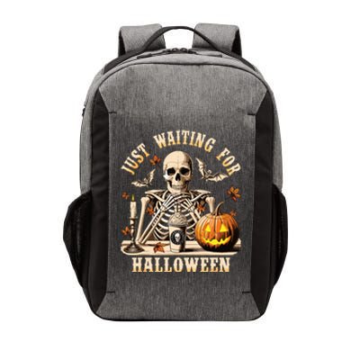 Just Waiting For Halloween Skeleton Coffee Spooky Season Vector Backpack