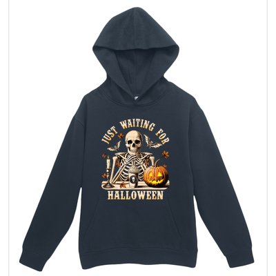 Just Waiting For Halloween Skeleton Coffee Spooky Season Urban Pullover Hoodie