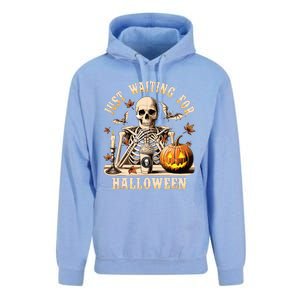 Just Waiting For Halloween Skeleton Coffee Spooky Season Unisex Surf Hoodie