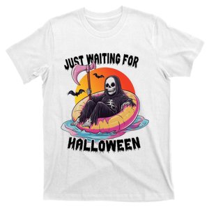 Just Waiting For Halloween Funny Skeleton T-Shirt