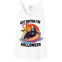 Just Waiting For Halloween Funny Skeleton Ladies Essential Tank