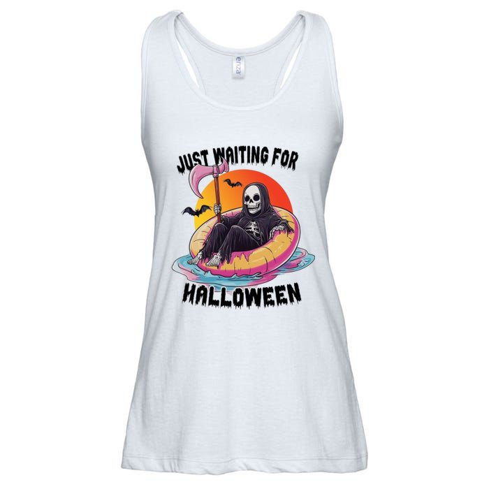 Just Waiting For Halloween Funny Skeleton Ladies Essential Flowy Tank