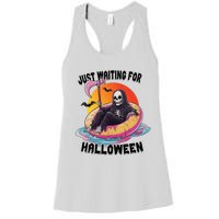 Just Waiting For Halloween Funny Skeleton Women's Racerback Tank