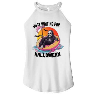 Just Waiting For Halloween Funny Skeleton Women's Perfect Tri Rocker Tank