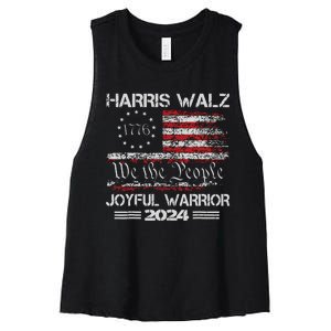 Joyful Warrior For Kamala Harris Tim Walz 2024 Women's Racerback Cropped Tank