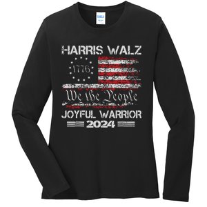 Joyful Warrior For Kamala Harris Tim Walz 2024 Ladies Long Sleeve Shirt