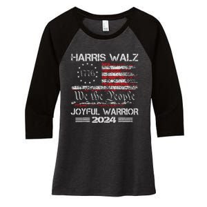 Joyful Warrior For Kamala Harris Tim Walz 2024 Women's Tri-Blend 3/4-Sleeve Raglan Shirt