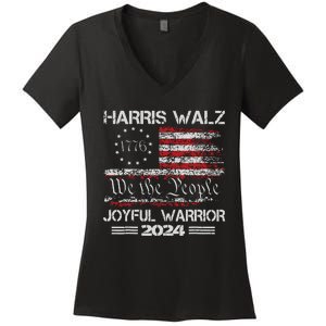 Joyful Warrior For Kamala Harris Tim Walz 2024 Women's V-Neck T-Shirt