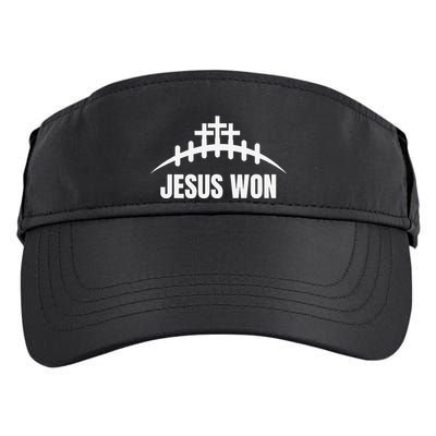 Jesus Won Football Crosses Salvation Testimony Christian Adult Drive Performance Visor