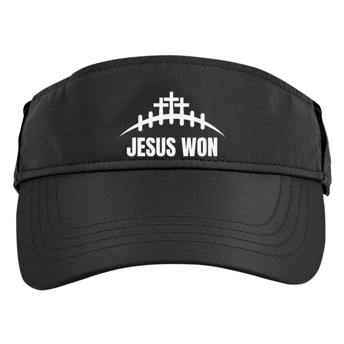 Jesus Won Football Crosses Salvation Testimony Christian Adult Drive Performance Visor
