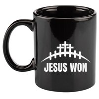 Jesus Won Football Crosses Salvation Testimony Christian 11oz C Handle Ceramic Mug