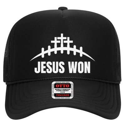 Jesus Won Football Crosses Salvation Testimony Christian Trucker Hat