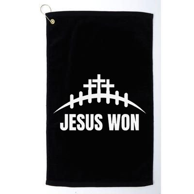 Jesus Won Football Crosses Salvation Testimony Christian Golf Towel
