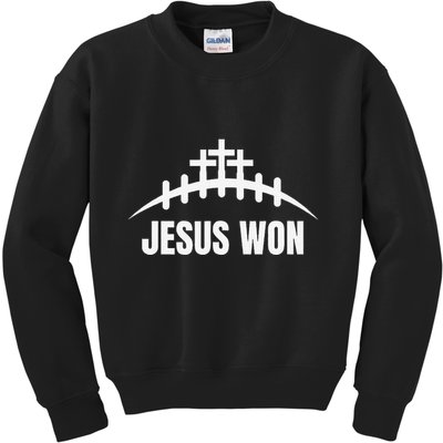 Jesus Won Football Crosses Salvation Testimony Christian Kids Sweatshirt
