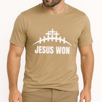 Jesus Won Football Crosses Salvation Testimony Christian Cooling Performance Crew T-Shirt
