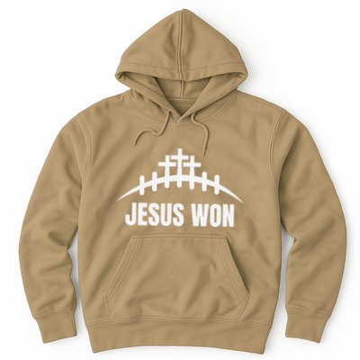 Jesus Won Football Crosses Salvation Testimony Christian Hoodie