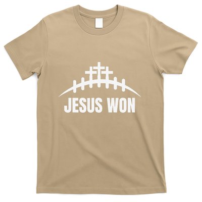 Jesus Won Football Crosses Salvation Testimony Christian T-Shirt