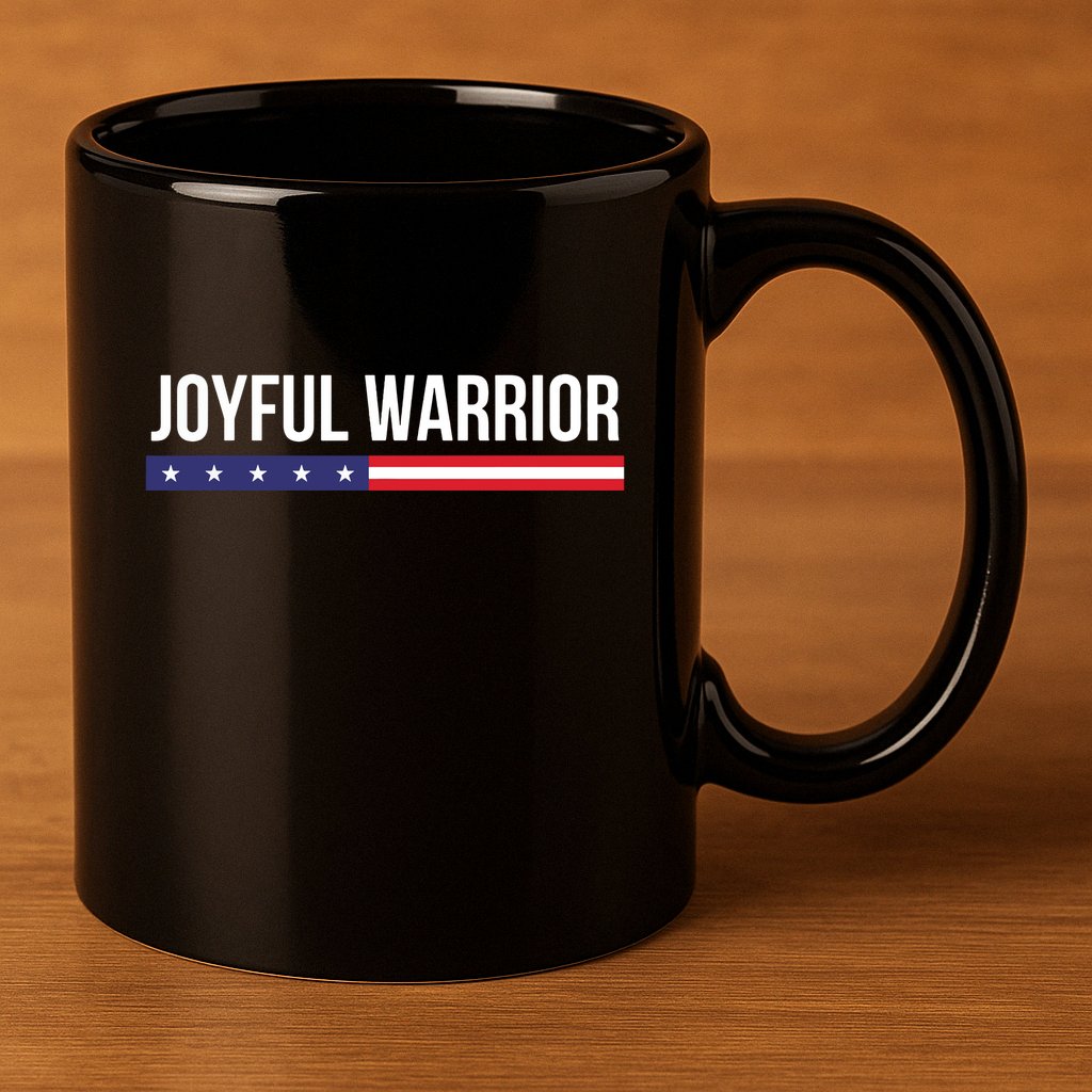Joyful Warrior Funny Retro Inspired Quote Saying Gifts 11oz C Handle Ceramic Mug