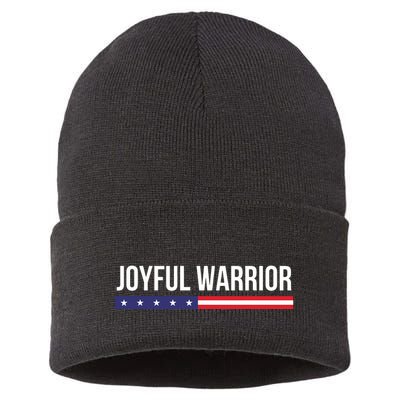Joyful Warrior Funny Retro Inspired Quote Saying Gifts Sustainable Knit Beanie