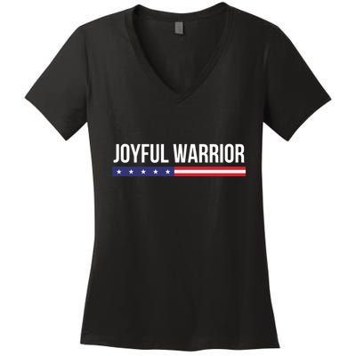Joyful Warrior Funny Retro Inspired Quote Saying Gifts Women's V-Neck T-Shirt